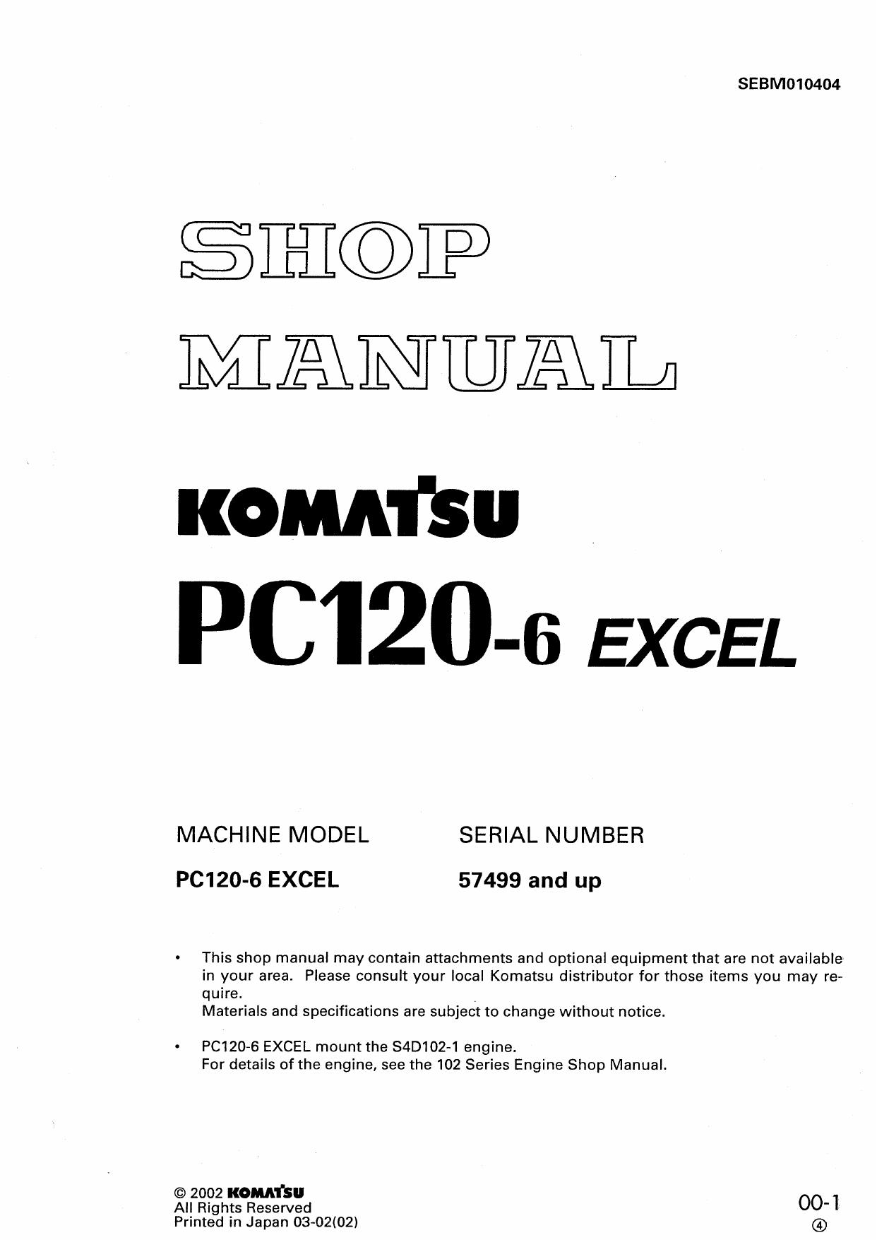 PC120-6 EXCEL Shop Manual